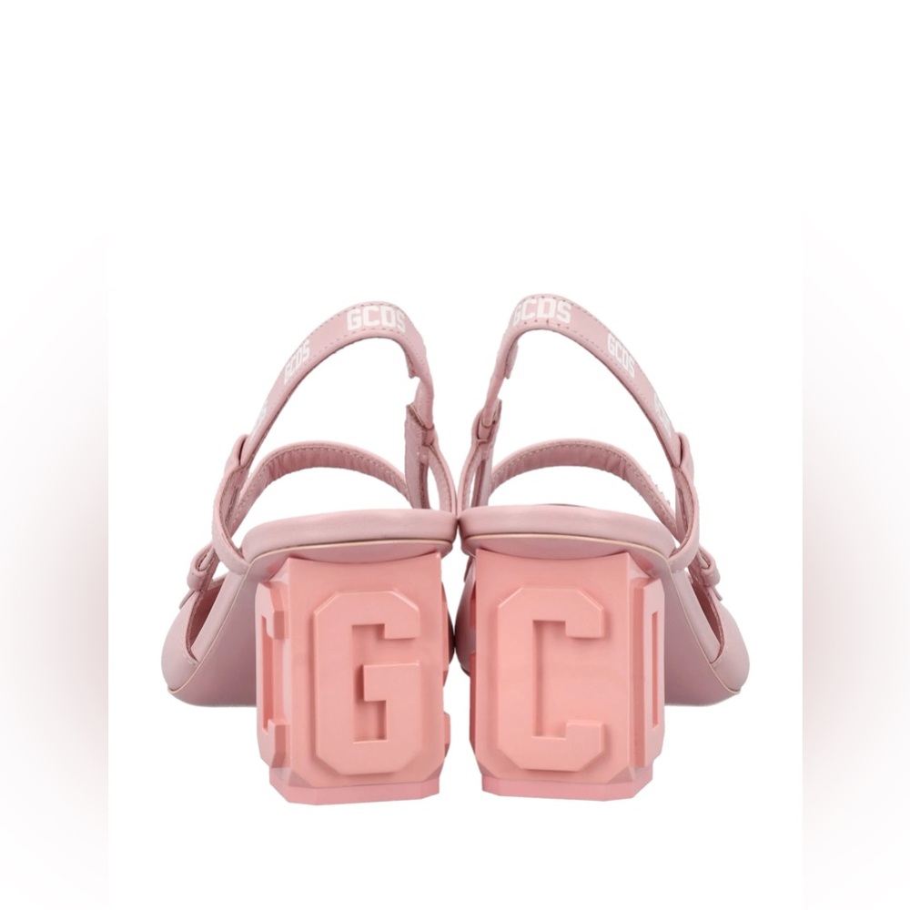 NEW GCDS Leather Lilit Slingback Pink Logo Pumps Block Heels Coquette Feminine - Picture 6 of 15